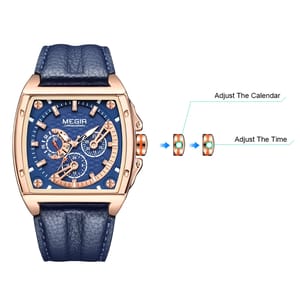 Luxury Chronograph Watch for Men with Leather Band and Large Dial