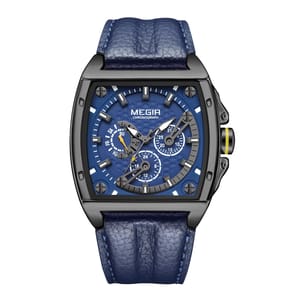 Luxury Chronograph Watch for Men with Leather Band and Large Dial