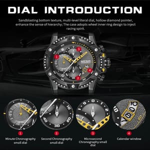 Fashionable Men's Chronograph Quartz Watch with Leather Strap