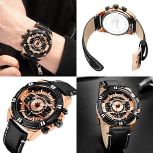 Luxury Men's Quartz Watch with Leather Strap and Luminous Features
