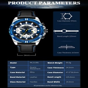 Luxury Men's Quartz Watch with Leather Strap and Luminous Features