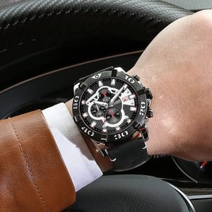 Stylish Chronograph Leather Strap Watch with Luminous Display Stylish Chronograph Leather Strap Watch with Luminous Display