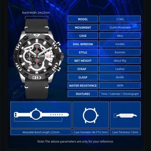 Stylish Chronograph Leather Strap Watch with Luminous Display Stylish Chronograph Leather Strap Watch with Luminous Display