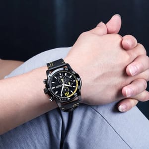 Stylish Chronograph Leather Watch with Waterproof Analog Display