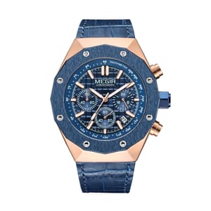 Stylish Men's Chronograph Watch with Luminous Hands and Steel Band
