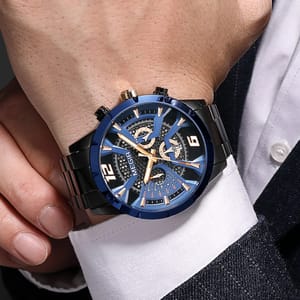 Men’s Luxury Stainless Steel Quartz Watch with Calendar Display