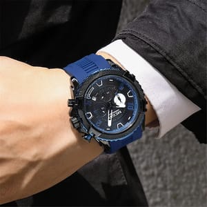 Bold Chronograph Sport Watch with Large Dial and Silicone Strap