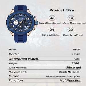 Bold Chronograph Sport Watch with Large Dial and Silicone Strap