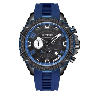 Bold Chronograph Sport Watch with Large Dial and Silicone Strap