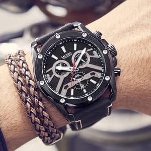 Men's Luxury Chronograph Watch with Leather Strap and Calendar Men's Luxury Chronograph Watch with Leather Strap and Calendar
