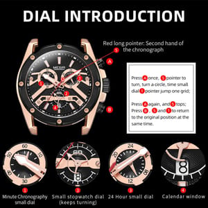 Men's Luxury Chronograph Watch with Leather Strap and Calendar Men's Luxury Chronograph Watch with Leather Strap and Calendar