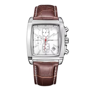 Men’s Luxury Chronograph Watch with Leather Strap and Date Display