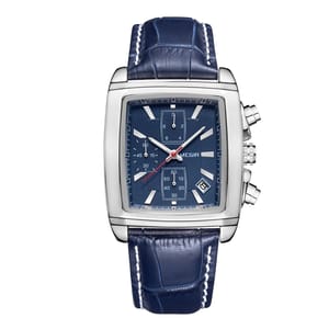 Men’s Luxury Chronograph Watch with Leather Strap and Date Display