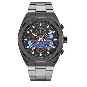 Men's Chronograph Quartz Business Watch with Stainless Steel Strap