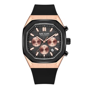 Stylish Chronograph Sport Watch with Silicone Strap for Men