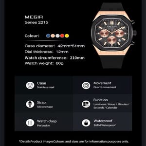 Stylish Chronograph Sport Watch with Silicone Strap for Men Stylish Chronograph Sport Watch with Silicone Strap for Men