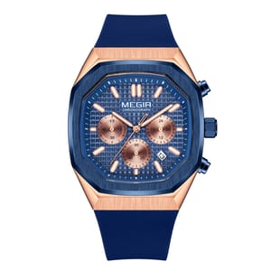 Stylish Chronograph Sport Watch with Silicone Strap for Men