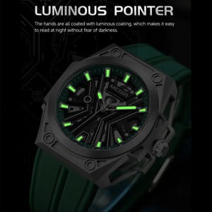 Men’s Stainless Steel Skeleton Mechanical Watch with Silicone Strap Men’s Stainless Steel Skeleton Mechanical Watch with Silicone Strap