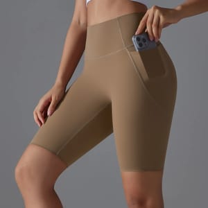 High Waist Quick-Dry Workout Shorts with Side Pockets