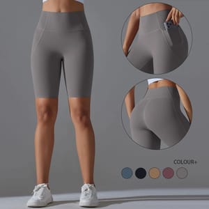 High Waist Quick-Dry Workout Shorts with Side Pockets