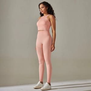 Seamless Two-Piece Workout Set with Crop Top and Leggings