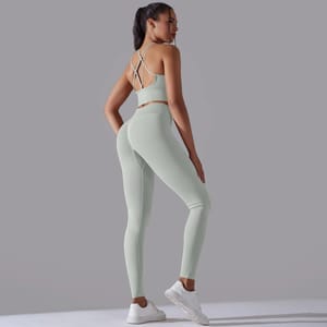 Seamless Two Piece Yoga Set with Sports Bra and Leggings