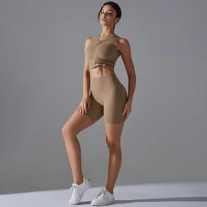 Women's Athletic Crop Top and High Waist Workout Shorts Set