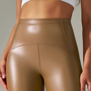 High Waist PU Leather Leggings for Women with Stretch Fit