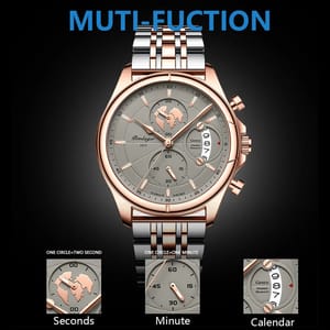 Elegant Chronograph Steel Watch for Men with Calendar Display Elegant Chronograph Steel Watch for Men with Calendar Display