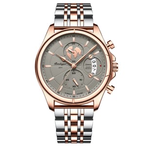Elegant Chronograph Steel Watch for Men with Calendar Display