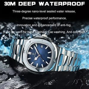 Luxury Square Dial Men's Watch with Stainless Steel Band Poedagar - Men's Dress Watches 2