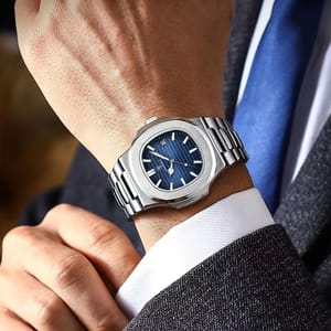 Luxury Square Dial Men's Watch with Stainless Steel Band Poedagar - Men's Dress Watches 4