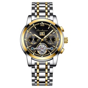 Elegant Mechanical Tourbillon Watch with Luminous Display & Date