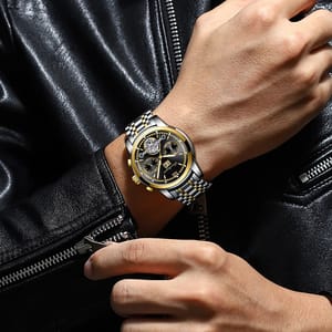 Elegant Mechanical Tourbillon Watch with Luminous Display & Date Poedagar - Men's Dress Watches 4