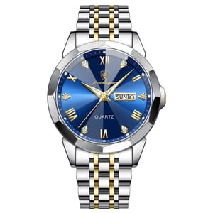 Elegant Stainless Steel Men's Watch with Date and Luminous Dial