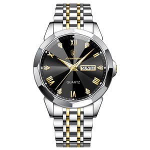 Elegant Stainless Steel Men's Watch with Date and Luminous Dial