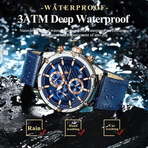 Luxury Chronograph Leather Strap Watch with Luminous Display Poedagar - Men's Dress Watches 1