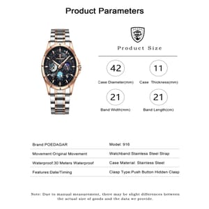 Stylish Chronograph Quartz Watch with Luminous Dial and Calendar Poedagar - Men's Dress Watches 4