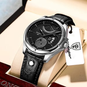 Stylish Large Dial Men's Sports Watch with Leather Strap