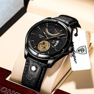 Stylish Large Dial Men's Sports Watch with Leather Strap