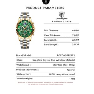 Modern Chronograph Quartz Watch with Luminous Minimalist Dial Poedagar - Men's Dress Watches 4