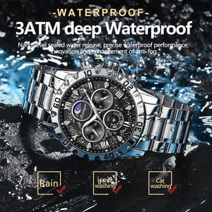 Stylish Chronograph Quartz Watch with Luminous Waterproof Design Poedagar - Men's Dress Watches 2