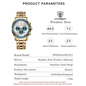 Luxury Stainless Steel Chronograph Watch for Men with Date Poedagar - Men's Dress Watches 3