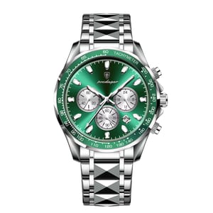 Stainless Steel Chronograph Watch for Men with Luminous Dial