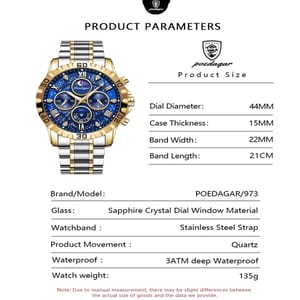 Men's Stainless Steel Chronograph Watch with Luminous Dial Poedagar - Men's Dress Watches 5
