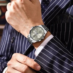 Stylish Men's Stainless Steel Quartz Watch with Calendar Display Poedagar - Men's Dress Watches 4