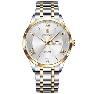 Stylish Men's Stainless Steel Quartz Watch with Calendar Display