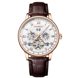 Luxury Tourbillon Mechanical Watch with Calendar and Luminous Dial