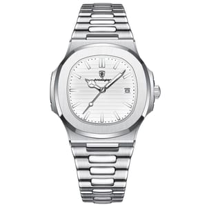 Stylish Square Dial Quartz Watch with Date and Luminous Hands