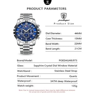 Elegant Chronograph Stainless Steel Men's Watch with Luminous Display Elegant Chronograph Stainless Steel Men's Watch with Luminous Display